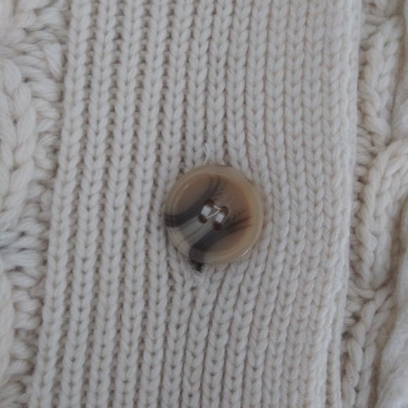 Zara Cable Knit Chunky Cream Top Cardigan Sweater - Picture 5 of 7